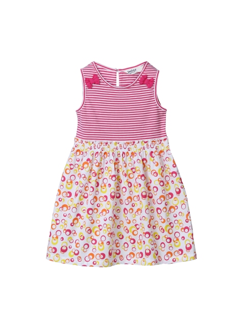 

Beebay Girls Pink Printed Fit & Flare Dress