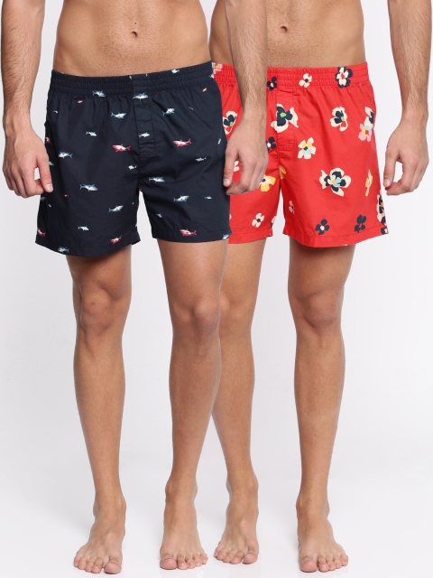 

Nature Casuals Men Pack of 2 Printed Boxers 0218N1195421436, Navy blue