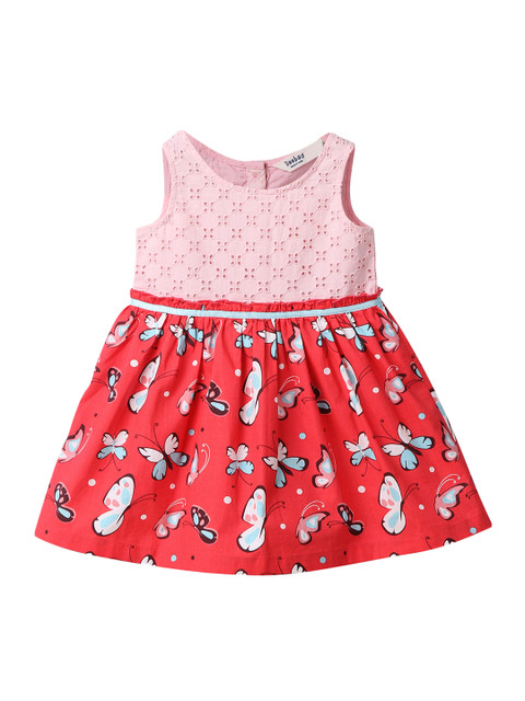 

Beebay Girls Red Printed Fit and Flare Dress