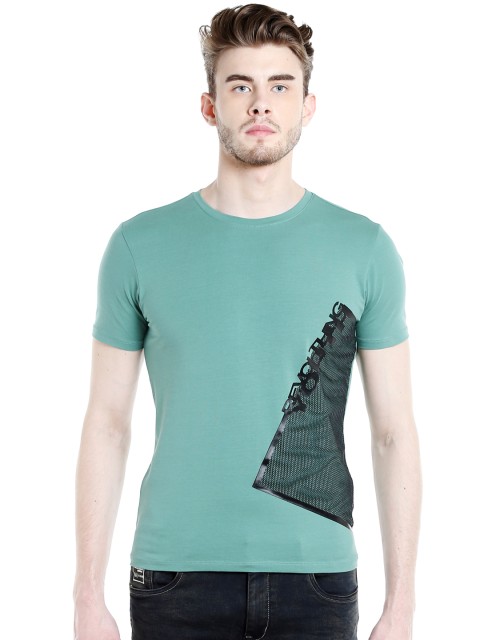 

Rex Straut Jeans Men Green Printed Round Neck T-shirt
