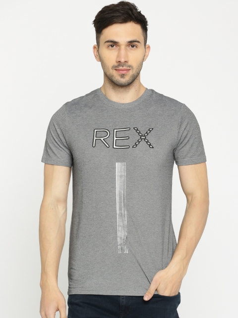 

Rex Straut Jeans Men Grey Self-Design T-shirt