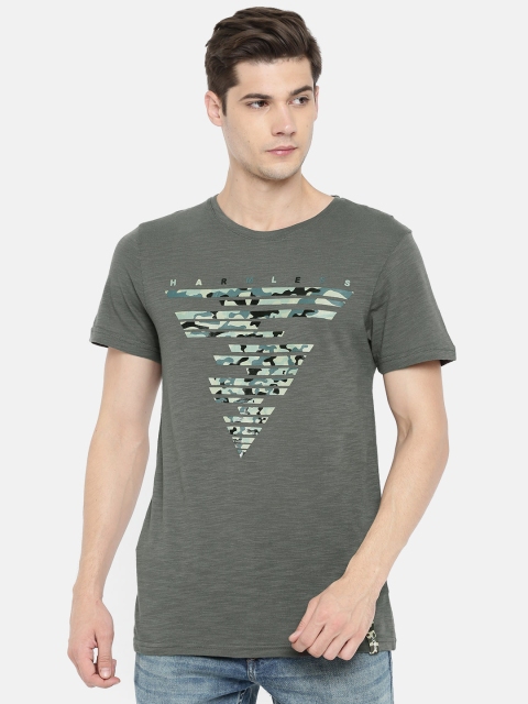 

Rex Straut Jeans Men Grey Printed Round Neck T-shirt