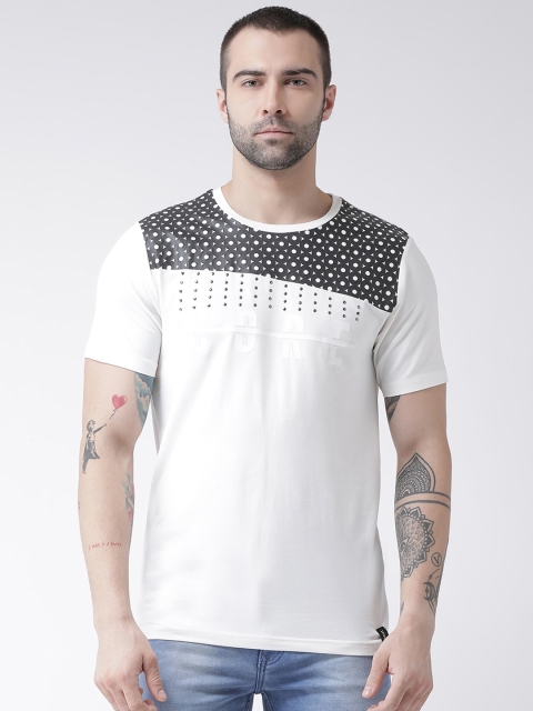 

Rex Straut Jeans Men Off-White Printed Round Neck T-shirt
