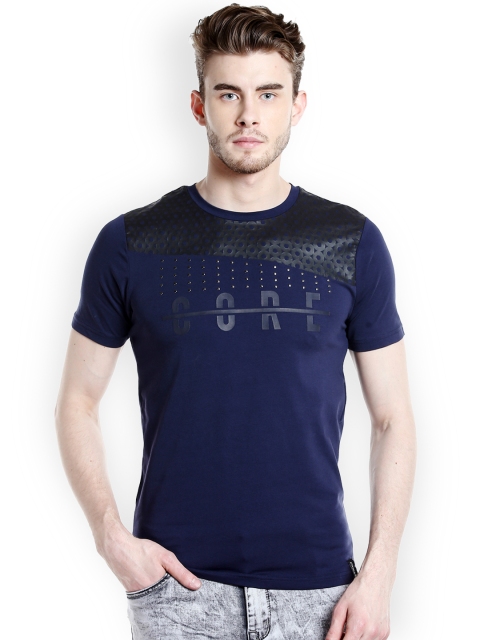 

Rex Straut Jeans Men Navy Printed Round Neck T-shirt, Navy blue