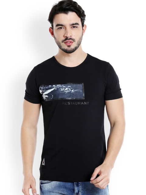 

Rex Straut Jeans Men Black Printed Round Neck T-shirt