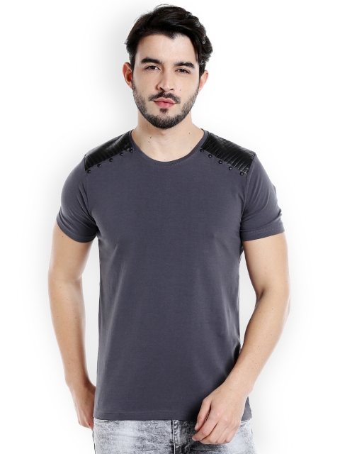 

Rex Straut Jeans Men Grey Solid Round Neck T-shirt