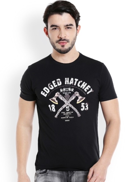 

Rex Straut Jeans Men Black Printed Round Neck T-shirt