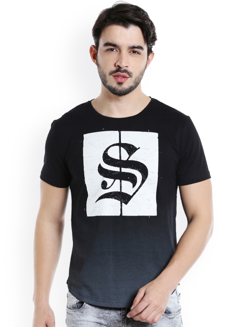 

Rex Straut Jeans Men Black Printed Round Neck T-shirt
