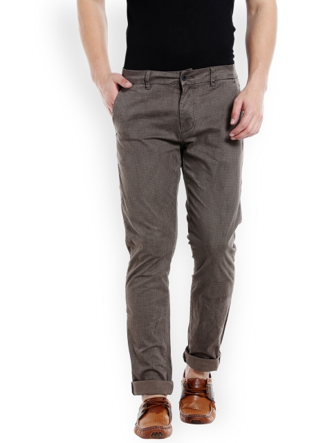 

Rex Straut Jeans Men Taupe Slim Fit Printed Regular Trousers