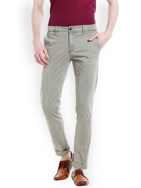 

Rex Straut Jeans Men Beige & Black Slim Fit Printed Chinos