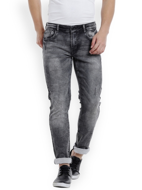 

Rex Straut Jeans Men Grey Tapered Fit Mid-Rise Low Distress Stretchable Jeans
