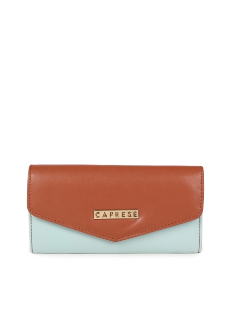 

Caprese Women Blue & Brown Colourblocked Two Fold Wallet