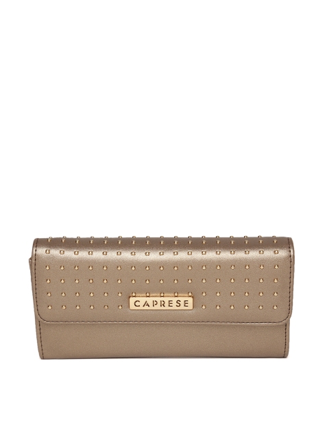 

Caprese Women Muted Gold-Toned Studded Zip Around Wallet