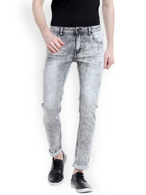 

Rex Straut Jeans Men Grey Slim Fit Mid-Rise Mildly Distressed Stretchable Jeans