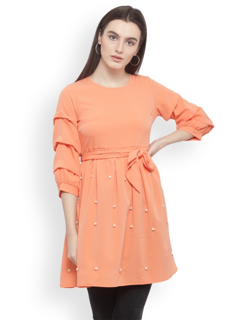 

plusS Women Orange Solid A-Line Top