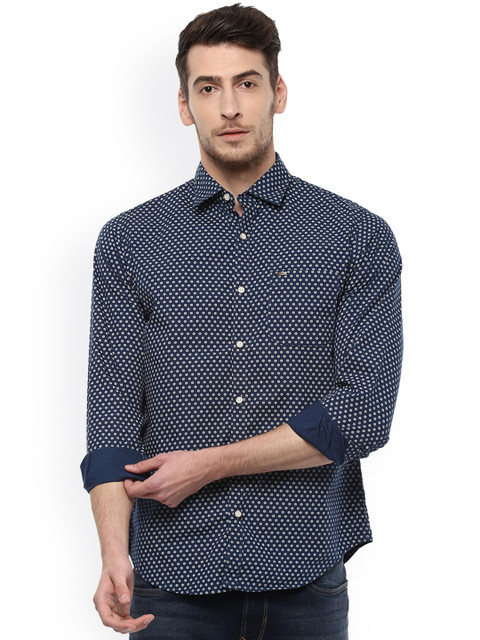 

Peter England Casuals Men Navy Blue Slim Fit Printed Casual Shirt