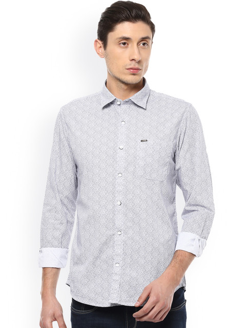 

Peter England Casuals Men White Slim Fit Printed Casual Shirt