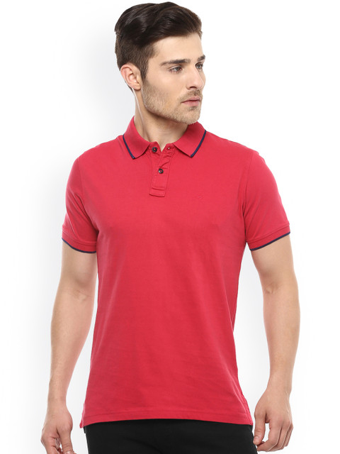 

Peter England Casuals Men Red Solid Polo Collar T-shirt