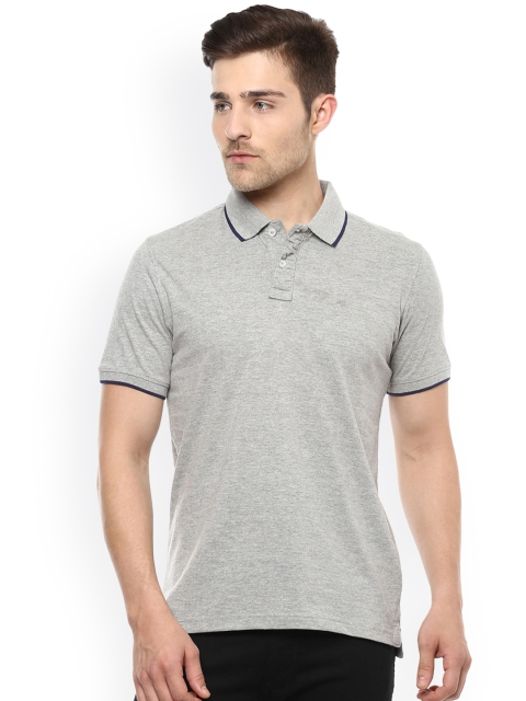 

Peter England Casuals Men Grey Solid Polo Collar T-shirt