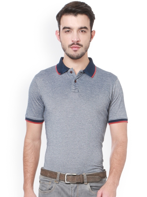 

Peter England Casuals Men Grey Solid Polo Collar T-shirt
