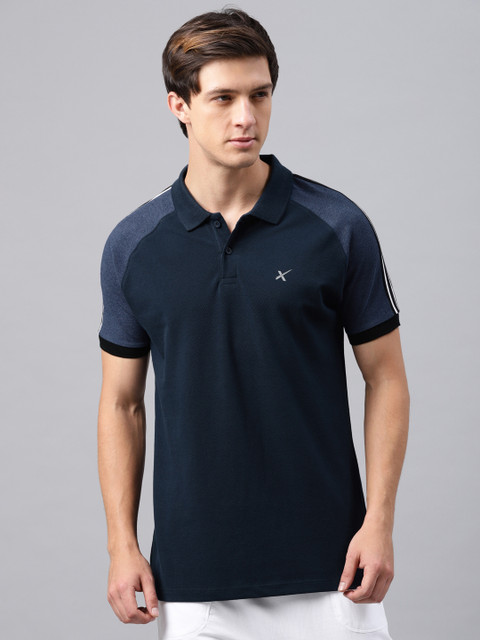 

HRX by Hrithik Roshan Men Navy Blue Solid Polo Collar T-shirt