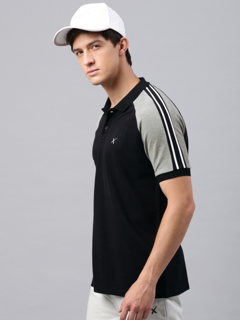

HRX by Hrithik Roshan Men Black Solid Polo Collar T-shirt