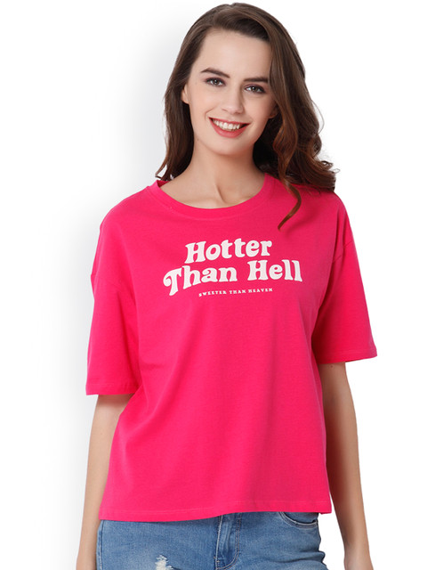 

ONLY Women Pink Printed Round Neck T-shirt
