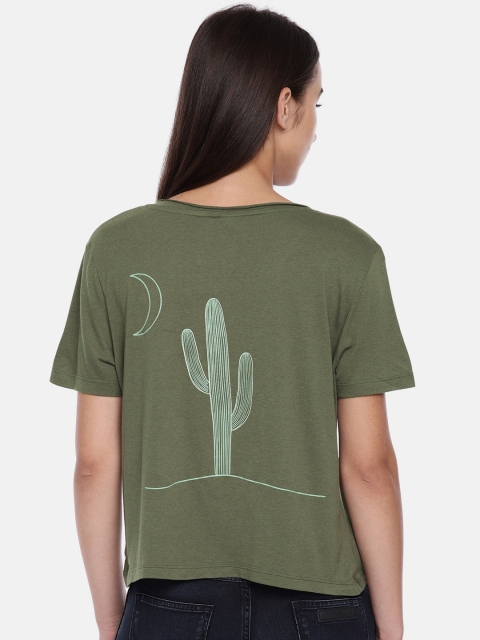 

ONLY Women Olive Green Printed Tshirt