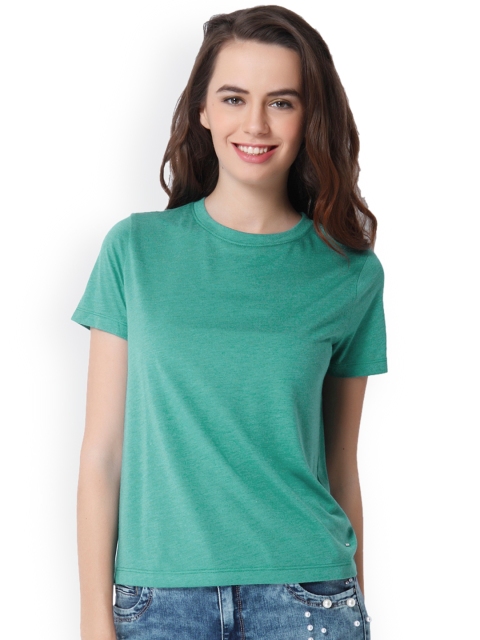 

ONLY Women Green Printed Round Neck T-shirt