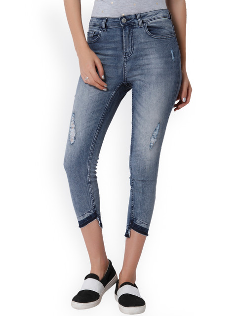 

ONLY Women Blue Skinny Fit Mid-Rise Mildly Distressed Jeans