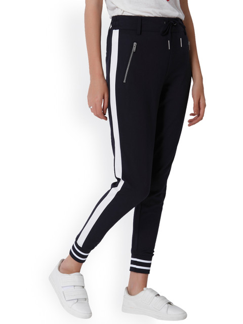 

ONLY Women Navy Loose Fit Solid Regular Trousers, Navy blue