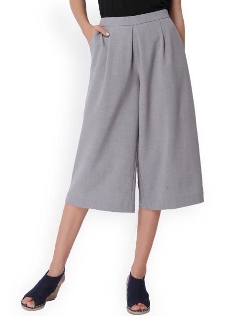 

ONLY Women Grey Melange Loose Fit Solid Bootcut Trousers