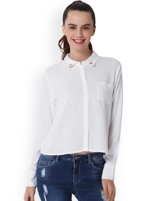 

ONLY Women Off-White Slim Fit Printed Casual Shirt