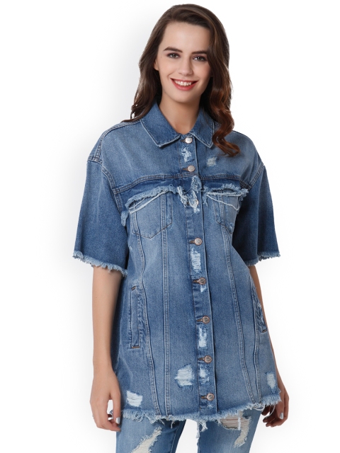

ONLY Women Blue Solid Denim Shirt Dress