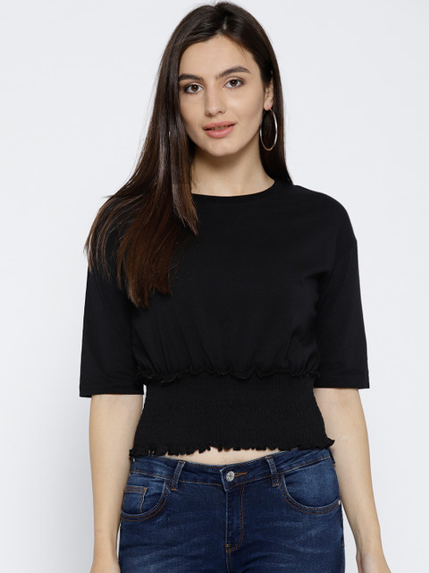 

ONLY Women Black Solid Blouson Top