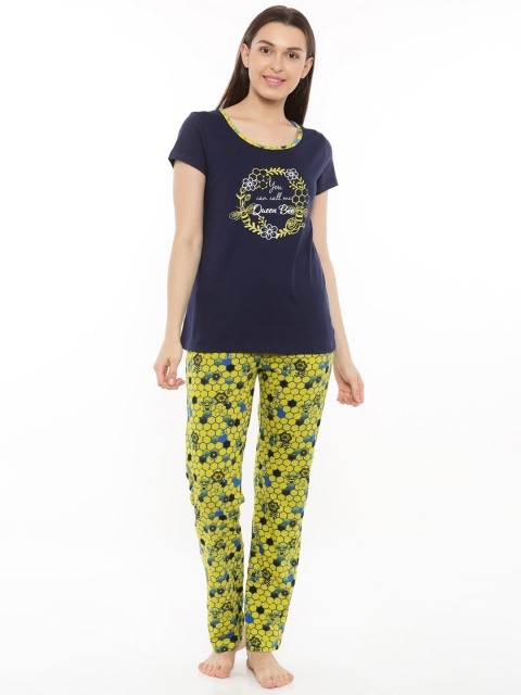 

Mystere Paris Green & Blue Printed Lounge Set