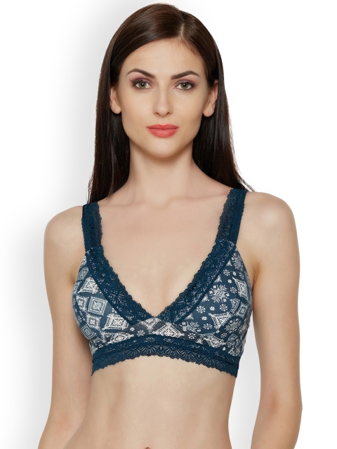 

Inner Sense Navy Blue Printed Non-Wired Lightly Padded Sustainable Bralette Bra
