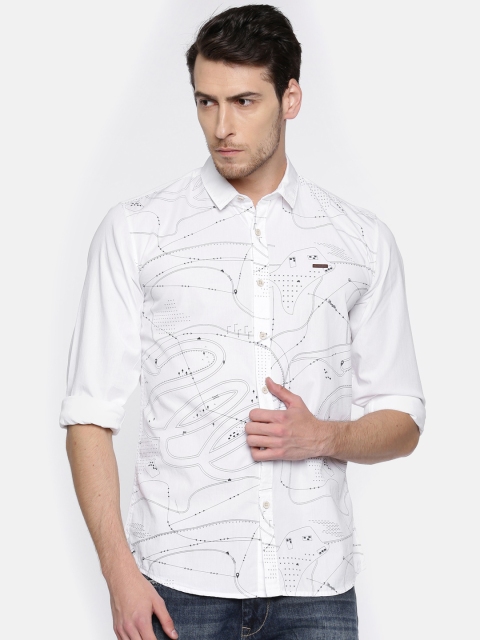 

Wrangler Men White Regular Fit Printed Casual Shirt