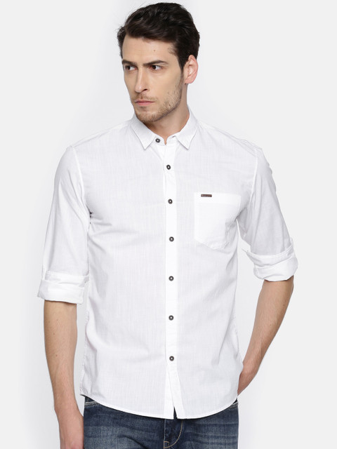 

Wrangler Men White Regular Fit Solid Casual Shirt
