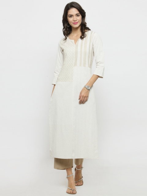 

Varanga Women Off-White Printed Straight Kurta