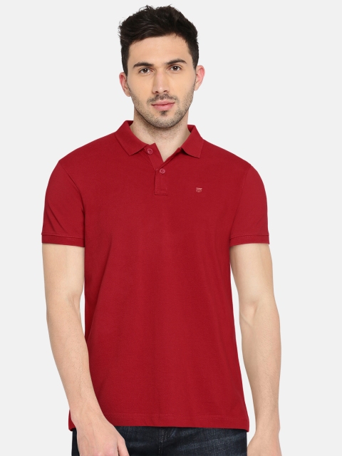 

Wrangler Men Maroon Solid Polo T-Shirt
