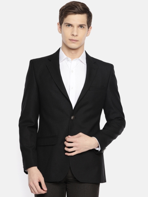 

Men Black Solid Slim Fit Single-Breasted Formal Blazer