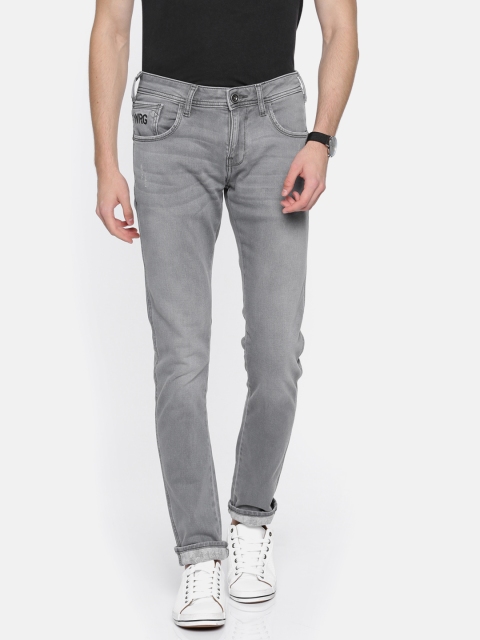 

Wrangler Men Grey Skinny Fit Low-Rise Mildly Distressed Stretchable Jeans