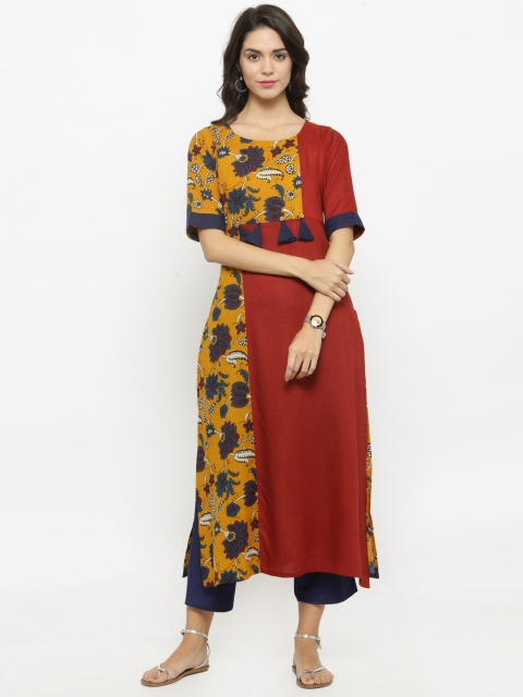 

Varanga Women Rust Printed Straight Kurta
