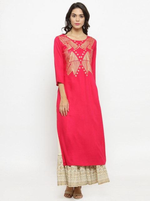 

Varanga Women Red Printed Straight Kurta