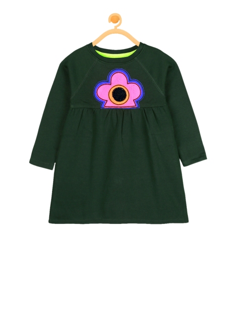 

Cherry Crumble Girls Green Solid A-Line Dress