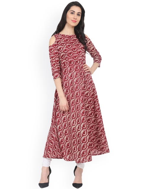 

Nayo Women Red & Off-White Printed Anarkali Kurta