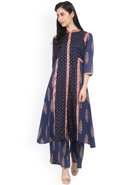 

Nayo Women Blue Printed Kurta with Palazzos
