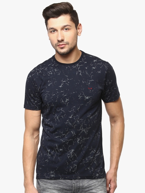 

Crimsoune Club Men Navy Blue Printed Round Neck T-shirt