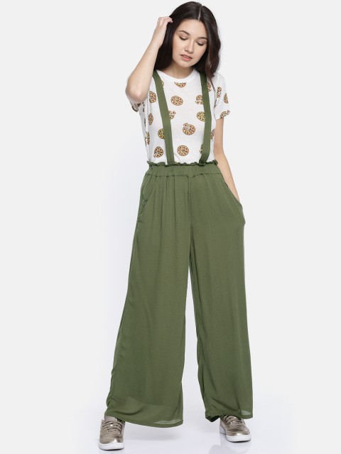 

Vero Moda Women Olive Green Relaxed Loose Fit Solid Regular Trousers